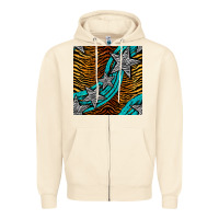 Sandshell tiger turquoise glitter and stars seamless pattern Zipper Hoodie - BundleAndBundleShop