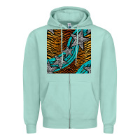 Seafoam tiger turquoise glitter and stars seamless pattern Zipper Hoodie - BundleAndBundleShop