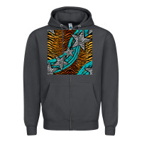 Smoke tiger turquoise glitter and stars seamless pattern Zipper Hoodie - BundleAndBundleShop