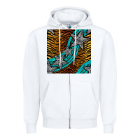 White tiger turquoise glitter and stars seamless pattern Zipper Hoodie - BundleAndBundleShop