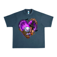 Midnight Navy Halloween Heart with Witch Urban Heavy Tee - texasbilliewilder