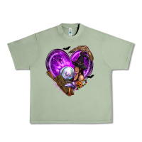 Oil Green Halloween Heart with Witch Urban Heavy Tee - texasbilliewilder