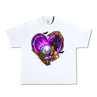 White Halloween Heart with Witch Urban Heavy Tee - texasbilliewilder
