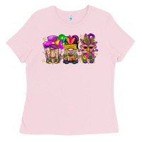 Bubblegum Pink Mardi Gras Gnomies Cakes Flowers And Balloon Ladies Tee - BundleAndBundleShop