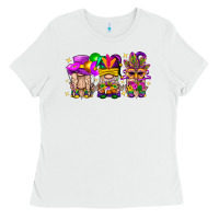 White Mardi Gras Gnomies Cakes Flowers And Balloon Ladies Tee - BundleAndBundleShop