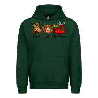 Forest Green peace love Christmas Urban Hoodie - BarkalooDesign