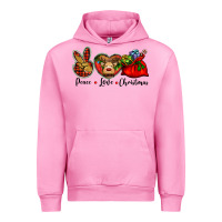 Fuchsia Pink peace love Christmas Urban Hoodie - BarkalooDesign