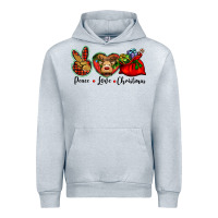 Heather Grey peace love Christmas Urban Hoodie - BarkalooDesign