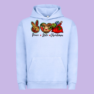Peace Love Christmas Urban Hoodie Designed By Barkaloodesign