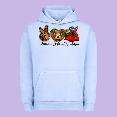 Peace Love Christmas Urban Hoodie Designed By Barkaloodesign