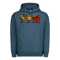 Pigment Midnight Navy peace love Christmas Urban Hoodie - BarkalooDesign