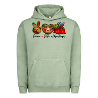 Pigment Oil Green peace love Christmas Urban Hoodie - BarkalooDesign