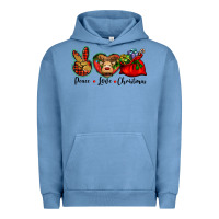 Pigment Pebble Blue peace love Christmas Urban Hoodie - BarkalooDesign