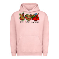 Pigment Salmon peace love Christmas Urban Hoodie - BarkalooDesign