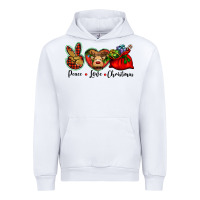 White peace love Christmas Urban Hoodie - BarkalooDesign
