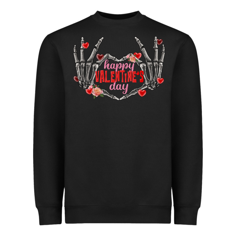 Happy Valentine's Day Skeleton Hands Heavyweight Sweatshirt by FaDigitalArtStudio | Teevron