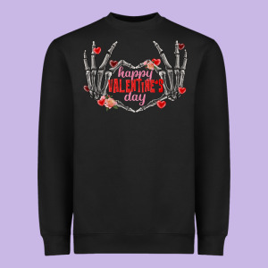 Happy Valentine's Day Skeleton Hands Heavyweight Sweatshirt Designed By Fadigitalartstudio