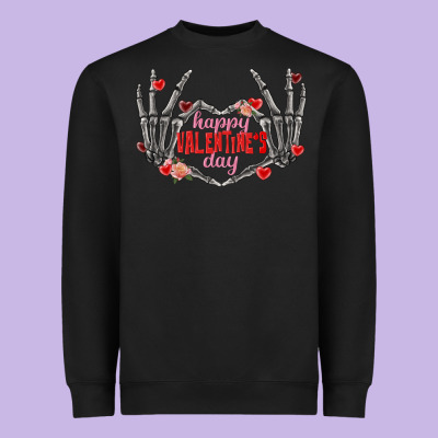 Happy Valentine's Day Skeleton Hands Heavyweight Sweatshirt Designed By Fadigitalartstudio