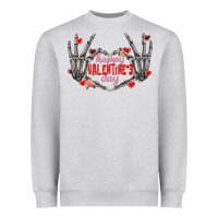 Heather Grey Happy Valentine's Day skeleton hands Heavyweight Sweatshirt - FaDigitalArtStudio