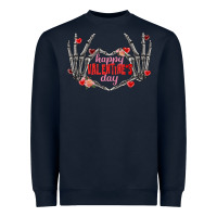 Navy Happy Valentine's Day skeleton hands Heavyweight Sweatshirt - FaDigitalArtStudio