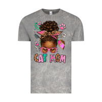Cloud Rock Afro Messy Bun Cat Mom Vintage Tee - texasbilliewilder