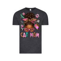 Vintage Black Afro Messy Bun Cat Mom Vintage Tee - texasbilliewilder