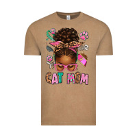 Vintage Coffee Afro Messy Bun Cat Mom Vintage Tee - texasbilliewilder