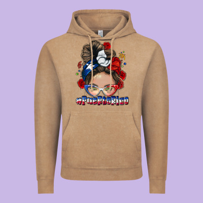 Puerto Rico Messy Bun Vintage Hoodie Designed By Nancycooperartshop