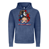 Vintage Denim Puerto Rico messy bun Vintage Hoodie - NancyCooperArtShop