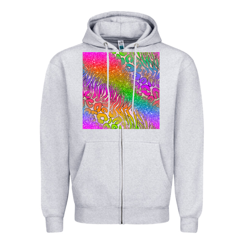 Neon Glitter Leopard Seamless Pattern Zipper Hoodie by BundleAndBundleShop | Teevron