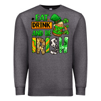 Charcoal Heather Eat drink and be Irish St. Patrick's Premium Sweatshirt - LillyAllenDesigns