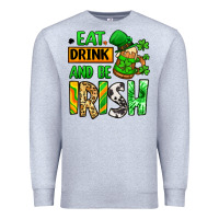 Heather Grey Eat drink and be Irish St. Patrick's Premium Sweatshirt - LillyAllenDesigns
