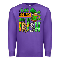 Purple Eat drink and be Irish St. Patrick's Premium Sweatshirt - LillyAllenDesigns