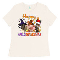 Bone Happy Hallothanksmas Farm Animal Ladies Tee - BundleAndBundleShop
