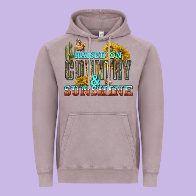 Raised On Country And Sunshine Vintage Hoodie Designed By Texasbilliewilder