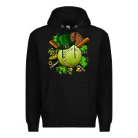 Black st.patrick's day softball Premium Hoodie - FaDigitalArtStudio