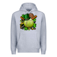 Heather Grey st.patrick's day softball Premium Hoodie - FaDigitalArtStudio