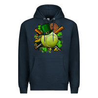 Navy st.patrick's day softball Premium Hoodie - FaDigitalArtStudio