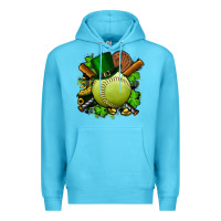 Ocean Blue st.patrick's day softball Premium Hoodie - FaDigitalArtStudio