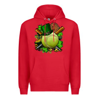 Red st.patrick's day softball Premium Hoodie - FaDigitalArtStudio