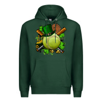 Sports Green st.patrick's day softball Premium Hoodie - FaDigitalArtStudio