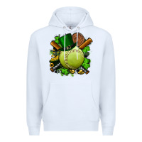 White st.patrick's day softball Premium Hoodie - FaDigitalArtStudio