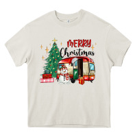 Cream merry christmas camper Heavy Core Tee - MaliasSmallBusiness