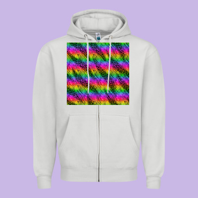 Neon Rainbow Leopard Zebra Seamless Pattern Zipper Hoodie Designed By Bundleandbundleshop