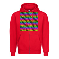 Red neon rainbow leopard zebra seamless pattern Zipper Hoodie - BundleAndBundleShop