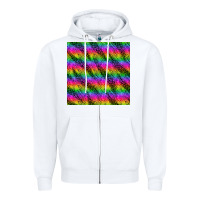 White neon rainbow leopard zebra seamless pattern Zipper Hoodie - BundleAndBundleShop