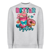 Heather Grey better together donut and coffee valentines day Heavyweight Sweatshirt - OliviaCreatesArt