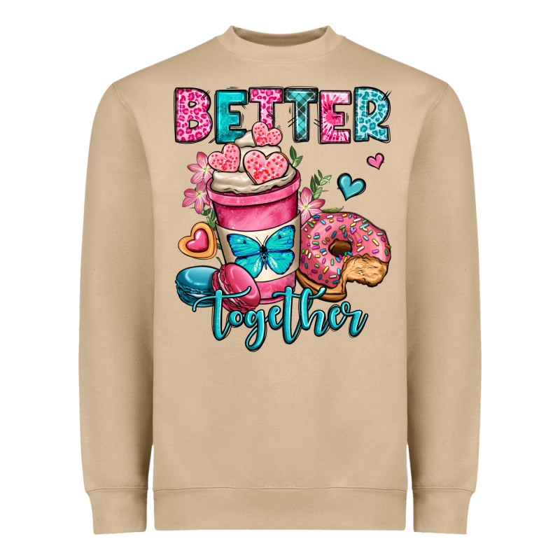 Better Together Donut And Coffee Valentines Day Heavyweight Sweatshirt by OliviaCreatesArt | Teevron