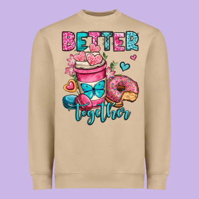 Better Together Donut And Coffee Valentines Day Heavyweight Sweatshirt Designed By Oliviacreatesart