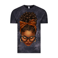 Cloud Black afro messy bun orange leopard bow Vintage Tee - texasbilliewilder